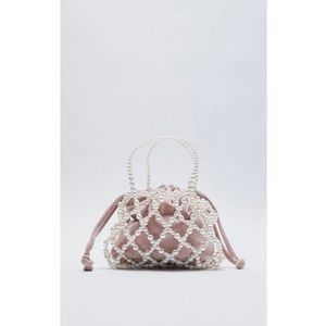Zara Velvet Pearl Mesh Bucket Bag